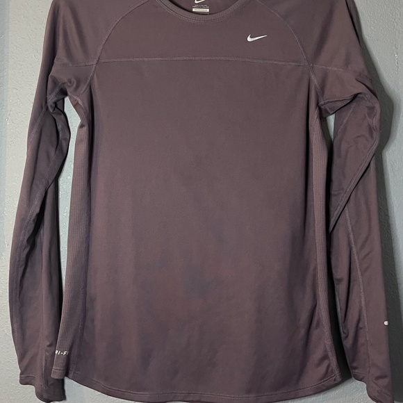 Nike Running Dri-Fit Activewear Shirt Womens Large Long Sleeve Purple Nike Miler - Picture 2 of 8